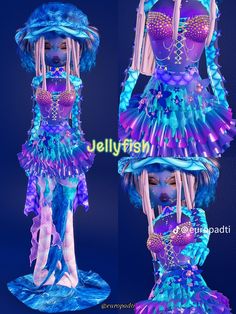 Creative Dress To Impress Outfits, Violet And Veruca Costume, Jellyfish Dti Outfit, Jellyfish Dress To Impress, Cupid Dress To Impress, Dti Office Siren, J Pop Dress To Impress, Food Inspired Dress To Impress, Surrealism Dress To Impress