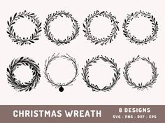 christmas wreaths and frames svg files for use in design projects, scrapbooks, etc