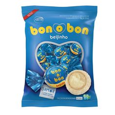 a bag of bonboon filled with blue candy