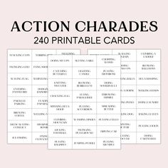 the action charadess printable cards