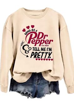 White polyester sublimation Dr. Pepper sweatshirt. Made to order. Fast turn around time. Please specify size. Dr Pepper Outfit, Dr Pepper Hoodie, Dr Pepper Sweatshirt, Friendship Application, Doctor Pepper, Cute Sweatshirts, Crop Top Outfits, Cute Fall Outfits