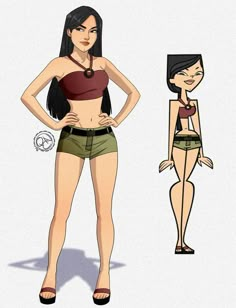 an animated woman standing next to a cartoon girl with her hands on her hipss