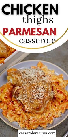 chicken thighs with parmesan casserole on a plate