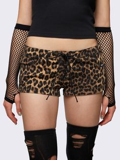 Unleash your wild side in our leopard print hot pants. With a front lace-up detail adorned with eyelets and crossed rope, these leopard shorts scream Y2K grunge and indie sleaze. Shop now at Minga London! Minga London, Leopard Shorts, Indie Sleaze, Outfit Plan, Tumblr Outfits, Hot Shorts, Cargo Jacket, Boring Clothes, Top Graphic Tees