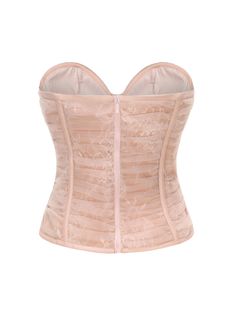 Step out into the season in style with a classic bustier top. The Cara Top features a simple tube top design with textured fabric. The outer layer is pleated mesh, which vaguely exposes the lace pattern underneath. It's sexy, sleek, and oh-so darling. Bustier top Open zipper in back Chest pads included Fish bone fastening Dry clean only Lace Overbust Corset With Built-in Bra, Feminine Strapless Corset With Lace Trim, Strapless Feminine Corset With Lace Trim, Elegant Nylon Corset With Boned Bodice, Feminine Strapless Lace Corset, Strapless Lace Corset In Feminine Style, Elegant Mesh Corset With Boned Bodice, Fitted Bandeau Corset With Lace Trim, Fitted Lace Trim Bandeau Corset