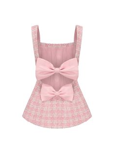 a pink dress with bows on the front