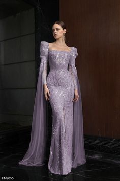 Evening Gowns Sleeves, Arabic Bridesmaid Dresses, Asian Couture Fashion, Elegant Dresses Classy Classic Style, Evening Gowns Elegant Classy Beautiful, Bridesmaid Purple Dresses, Dresses Soiree, Azzure Couture, Stylist Studio