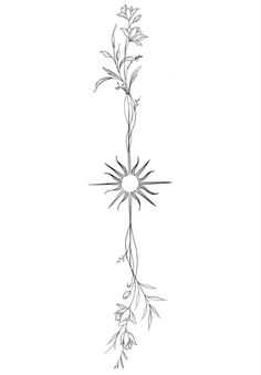 a drawing of a flower with long stems