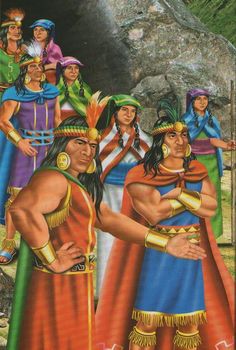 an image of some people in native american clothing and headgear, standing together