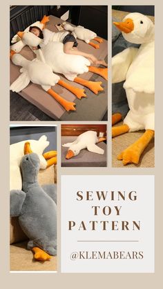 Sewing Pattern for Making a Plush Goose Toy to Hug, Goose Sewing Pattern,Goose Plush Sewing Pattern PDF Instant Download Goose Sewing Pattern, Lovey Sewing Pattern, Goose Plush, Handmade Stuffed Toys, Knitted Toys Free Patterns, Soft Toy Patterns, Animal Sewing Patterns, Sewing Stuffed Animals, Plushie Patterns