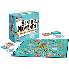 the board game senior moments is in its box and ready to be played with friends