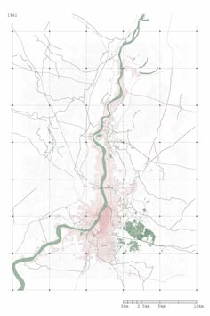 a map that shows the location of rivers and lakes in the country, with green lines on