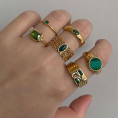 We are all about special and unique style this season, that's why we have this gold hollow out ring with malachite stone for you. This hollow out ring is plated in 18k gold and features a genuine malachite stone, light and comfortable. 18k gold plated Stainless steel base Waterproof and tarnish free Adjustable, one size fits all Indie Rings, Malachite Ring, Gold Bohemian Malachite Jewelry, Malachite Jewelry Ring, Luxury Malachite Ring Jewelry, Handmade Malachite Ring Jewelry, Luxury Unique Malachite Jewelry, Casual Rings, Malachite Rings