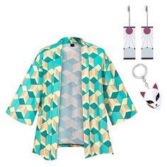 Giyuu Halloween, Groove Cruise, Kimono Cosplay, Jacket Earrings, Anime Demon Slayer, Casual Outerwear, Demon Slayer Kimetsu No Yaiba, Costume Cosplay