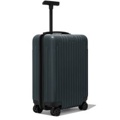 a suitcase with wheels and handle is shown in front of a white background, it appears to be empty