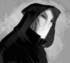 a black and white drawing of a woman in a hoodie with her eyes closed