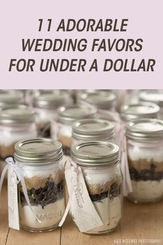 mason jar filled with wedding favors for under a dollar