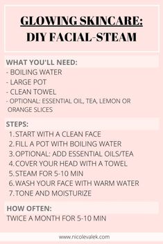 Glowing Skin Care, Skin Care Diy, Facial Care Routine, Skincare Facial, Skin Care Routine 30s, Facial Steaming, Ombre Highlights, Diy Facial, Glowing Skincare