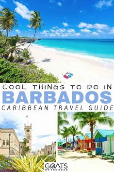 an image of the beach with palm trees and buildings in the foreground, text reads cool things to do in baraboos caribbean travel guide