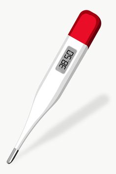 a red and white thermometer on a white background, with clippings