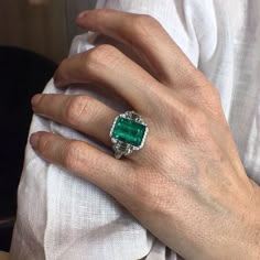 Emerald Ring Vintage, Emerald Wedding Rings, Gem Diamonds, Ring Inspiration, Basic Jewelry, Emerald Engagement