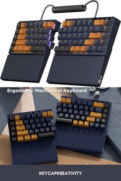 two keyboards with different types of keys on them and the same type of keyboard below