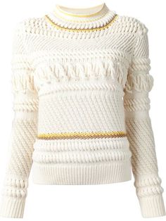 White Long Sleeve Sweater, Chunky Cable Knit Sweater, Fashion 2014, Woolen Sweaters, Cable Knitting, Designer Knitwear, White Long Sleeve Top, Cable Knit Jumper