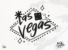 the las vegas logo is shown in black and white, with an artistic design on it