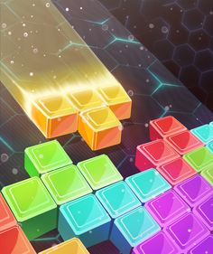 the colorful blocks are arranged in rows on top of each other, as if they were playing an electronic game