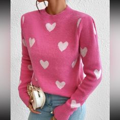 Super Cute And Stylish Ships In 5-10 Business Days Plus Size Pullover, Pullover Outfit, Mini Robes, Heart Sweater, Women Sweaters, Long Sleeve Pullover Sweater, Maxi Robes, Women Sweater, Plus Size Sweaters