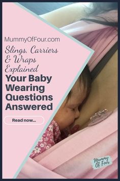 a baby sleeping in a pink blanket with the words, mommy's carers and wraps explain your baby wearing questions answered