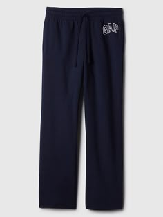 Soft, comfy fleece. Drawcord ties at ribbed, elasticized waistband. Gap logo at hip. #450008 Gap Sweatpants, Straight Leg Joggers, Straight Sweatpants, Navy Uniforms, Gap Logo, Blue Sweatpants, Toddler Jeans, Uniform Pants, Navy Blue Pants