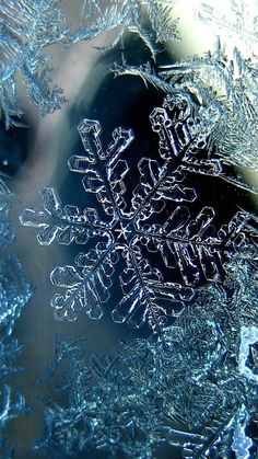 the snowflake is on top of ice crystals