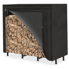 a firewood storage cabinet with logs in it