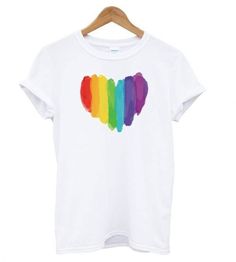 Watercolor Love, Love Tshirt, Lgbt T Shirts, Painted Rainbow, Love Store, T Shirt Painting, Heart Clothes, Pride Outfit, Heart T Shirt