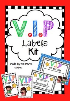 a set of posters with the words'v i p labels kit'in black and white