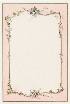 an old fashioned frame with flowers and leaves on it's edges, in pink