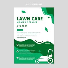 a green lawn care flyer template