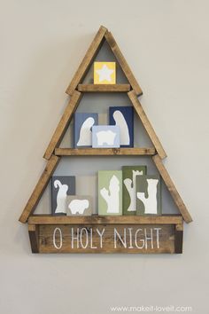 Nativity Blocks, Tree Shelf, Nativity Crafts, O Holy Night, Christmas Wood Crafts, Wood Ideas, Diy Tips, Christmas Nativity, Holy Night