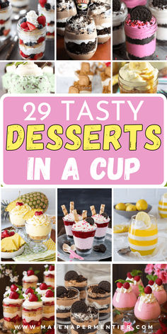 tasty desserts in a cup collage with the title overlay reads 29 tasty desserts in a cup