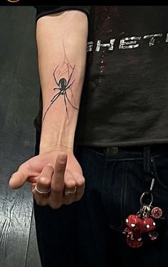 a person with a spider tattoo on their arm