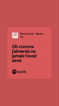 a red book cover with the words, oh comme jamerais ne jamais ta