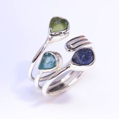 Welcome To " GemRawJewels " Three Band Handmade Ring, Peridot Apatite Sodalite Triple Stone Ring, Designer Ring, Unisex Ring, Three In One Ring, Birthday Gifts Birthstone Month - Peridot - August, Apatite - December, Sodalite - November Metal - 925 Sterling Silver Base Metal : 925 parts per 1000 Jewelry Type - Ring Gemstone - Natural Sodalite Natural Apatite Natural Peridot Stone Shape - Unshaped / Raw Shape Stone Cut - Rough / Raw More information:- ♥️ We have been working since for 15 years, b Three In One, Nature Inspired Rings, Three Stone Ring, Jewelry Safe, Peridot Stone, Chakra Jewelry, Peridot Ring, Alternative Engagement Rings, Unisex Ring