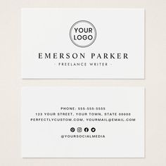 a business card with the words, your logo and an image of a circle on it