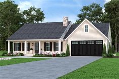 this is an artist's rendering of the country house plan for two car garages