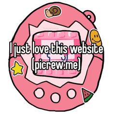 the words i just love this website picrew me are in pink and white