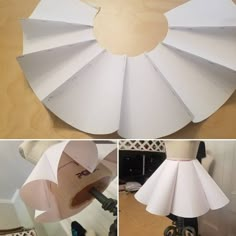 three pictures show how to make a paper lamp shade