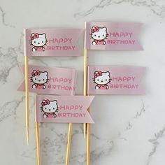 hello kitty birthday cupcake toppers on sticks