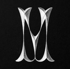 the letter m is made up of white lines on a black background, and it appears to be drawn by hand