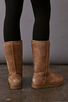 Classic Tall II Boots by UGG in Yellow, Women's, Size: 7, Leather/Rubber/Shearling at Anthropologie Classic Boots With Sheepskin And Suede Lining, Classic Sheepskin Boots With Suede Lining, Classic Sheepskin Boots For Fall, Classic Fall Shearling Boots, Ugg Classic Tall, Ugg Classic, Bearpaw Boots, Tall Boots, Ugg Shoes